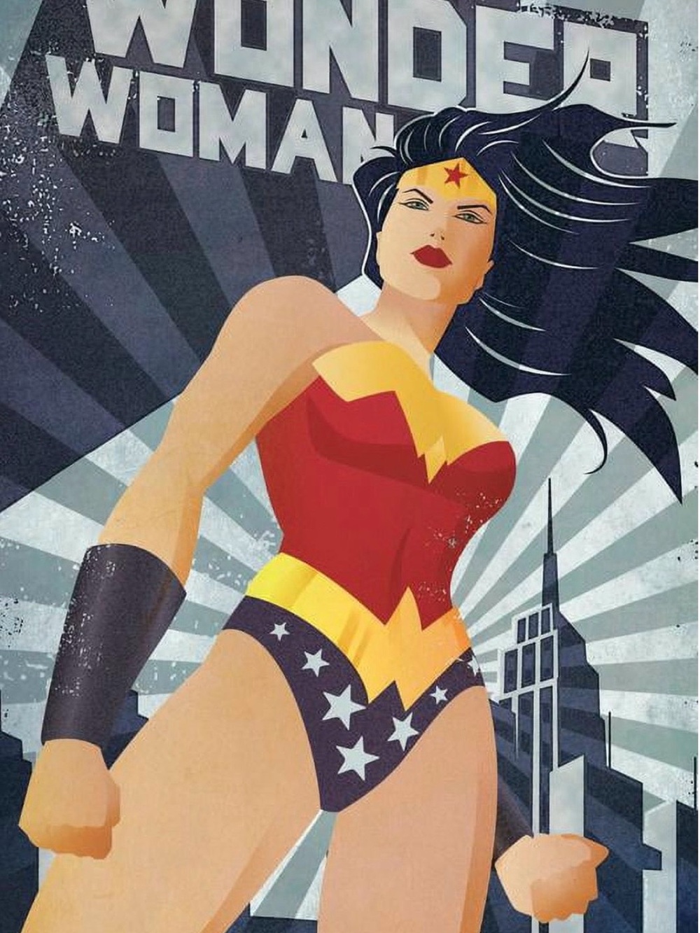 Wonder Woman Retro Poster - Red, Blue & Gold Constructivism new